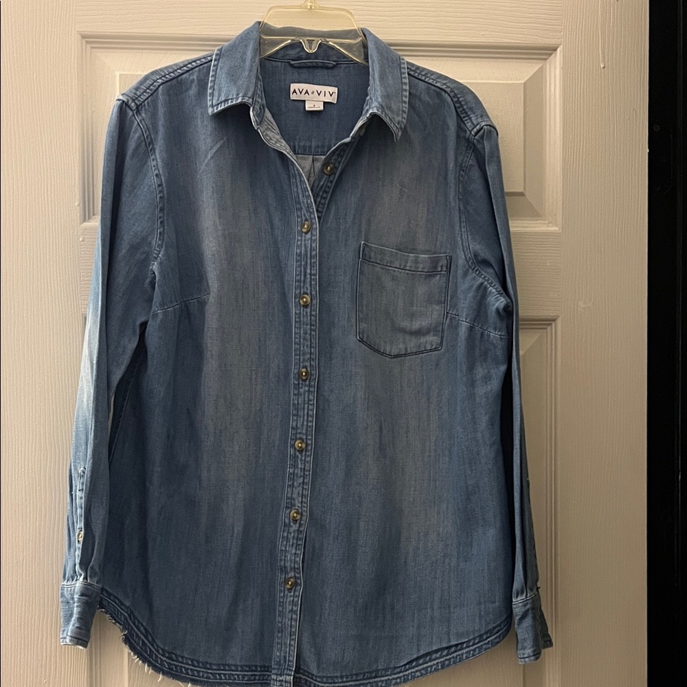 Ava & Viv Light Blue Denim Button-Up Shirt